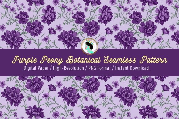 Download Purple Peony Floral Seamless Pattern PNG - Purple Collection