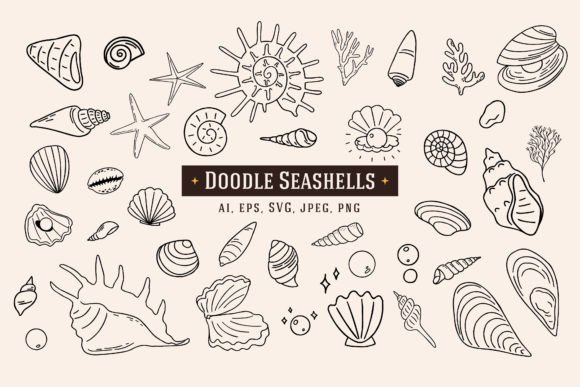 Download 40 Doodle Seashells - Doodle Collection