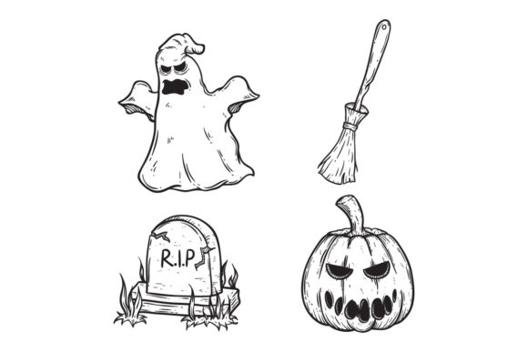Download Set of Doodle Halloween Icons - Doodle Collection