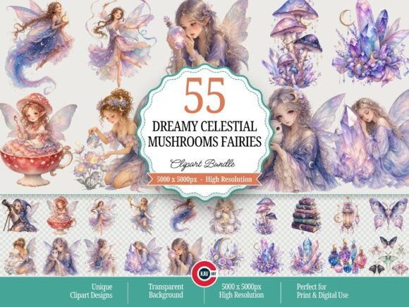 Download Dreamy Celestial Mushrooms Fairies PNGs - Premium Bundle
