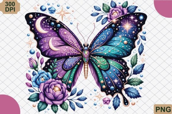 Download Floral Celestial Purple Butterfly PNG - Purple Collection