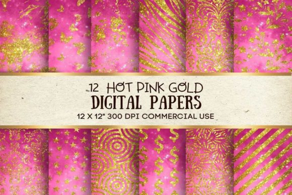 Download Hot Pink Gold Digital Paper Texture Pack - Hot Collection
