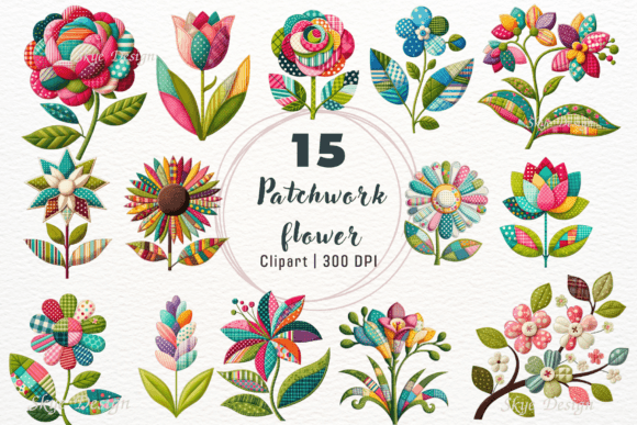 Download Patchwork Flower Clipart - Flower clipart Collection