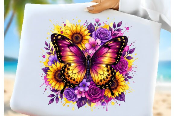Download Purple Rose Butterfly Sunflower PNG - Purple Collection