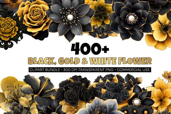 Download 421 Golden Flower Clipart Bundle Png - Flower clipart Collection