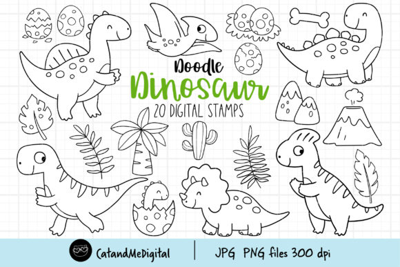 Download Doodle Dinosaur Digital Stamp - Doodle Collection