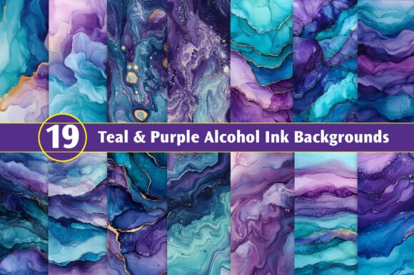 Download Teal &amp; Purple Alcohol Ink Backgrounds - Purple Collection