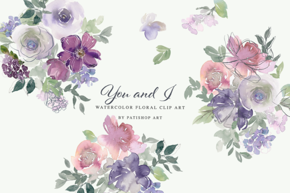Download Watercolor Blush Purple Floral Graphics - Purple Collection