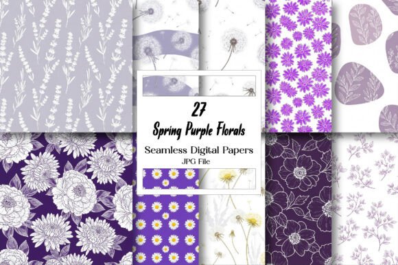 Download Spring Purple Florals Digital Paper - Purple Collection