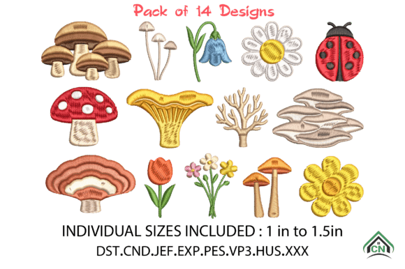 Download Mini Mushrooms Machine Embroidery Design - Mushrooms Collection
