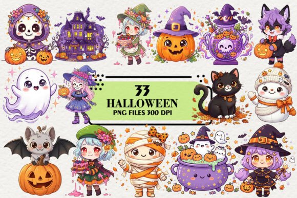 Download Kawaii Purple Halloween Fall Clipart - Purple Collection