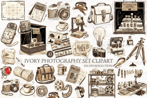 Download Ivory Photography Set Clipart - Hot Collection